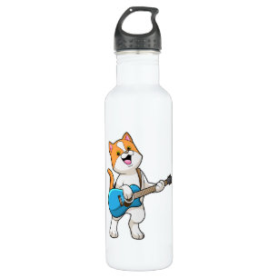 Cat at Music with Guitar 710 Ml Water Bottle