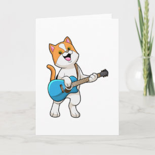 Cat at Music with Guitar Card