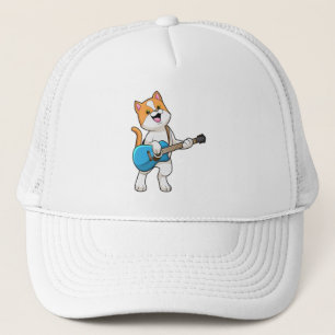 Cat at Music with Guitar Trucker Hat