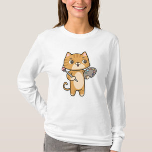Cat at Painting with Colour & Brush T-Shirt