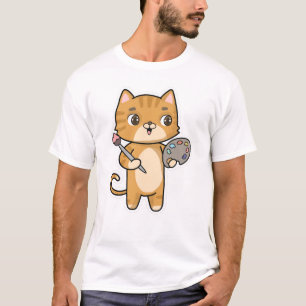 Cat at Painting with Colour & Brush T-Shirt
