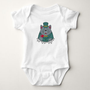 Cat at Poker with Poker cards Baby Bodysuit