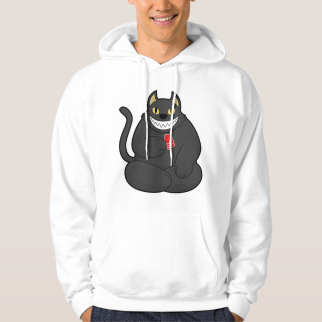 Cat at Poker with Poker cards Hoodie (Front)