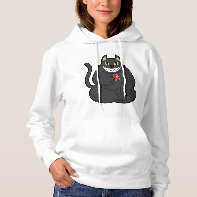 Cat at Poker with Poker cards Hoodie (Front)
