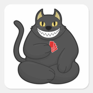 Cat at Poker with Poker cards Square Sticker