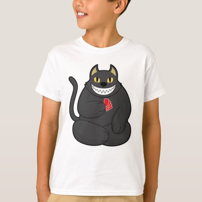 Cat at Poker with Poker cards T-Shirt (Front)