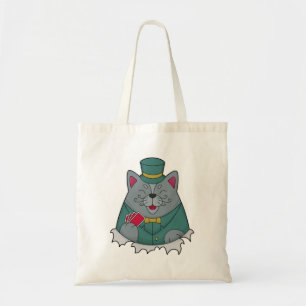 Cat at Poker with Poker cards Tote Bag