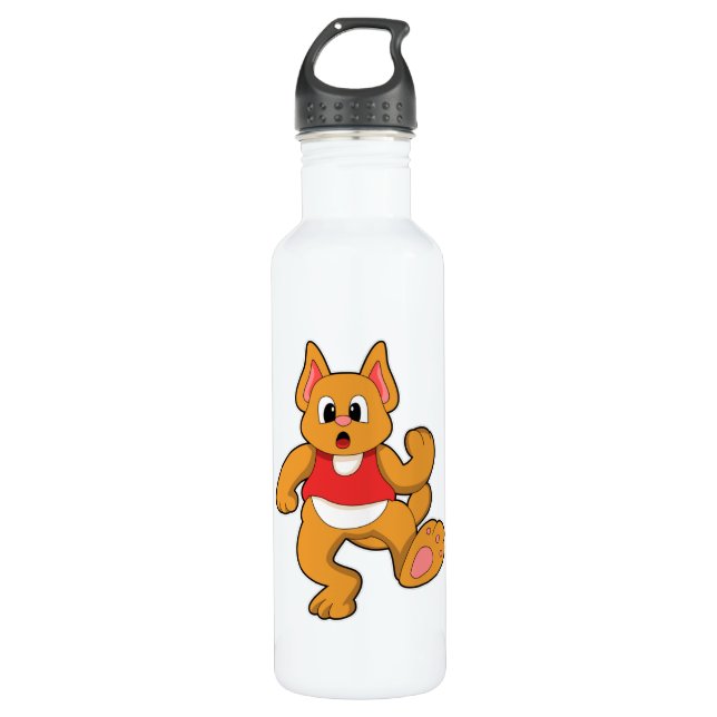 Cat at Running 710 Ml Water Bottle (Front)