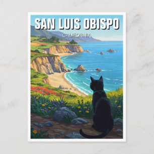 Cat at San Luis Obispo  California Central Coast Postcard