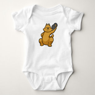 Cat at shoulder training with Dumbbell Baby Bodysuit