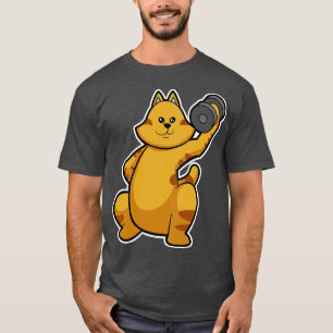 Cat at shoulder training with Dumbbell T-Shirt