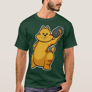 Cat at shoulder training with Dumbbell T-Shirt