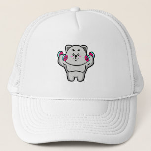 Cat at shoulder training with Dumbbells Trucker Hat