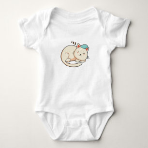 Cat at Sleeping with Nightcap Baby Bodysuit
