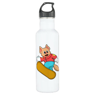 Cat at Snowboard Sports 710 Ml Water Bottle
