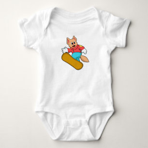 Cat at Snowboard Sports Baby Bodysuit