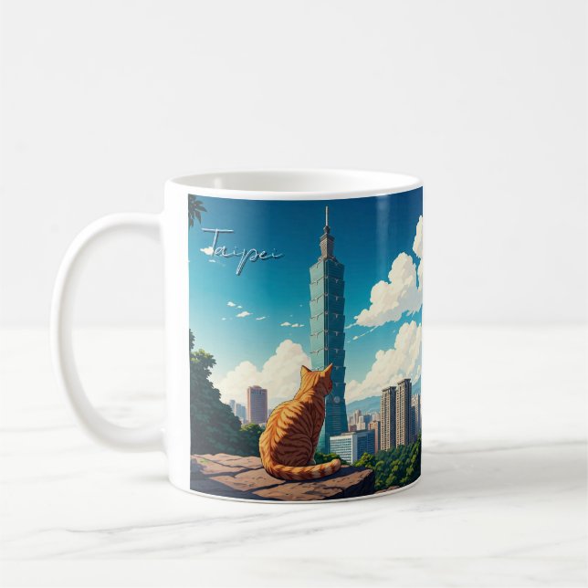 Cat at Taipei 101 Taiwan Coffee Mug (Left)