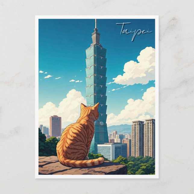 Cat at Taipei 101 Taiwan Postcard (Front)