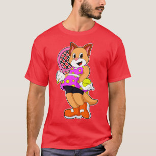 Cat at Tennis with Tennis racket 1 T-Shirt