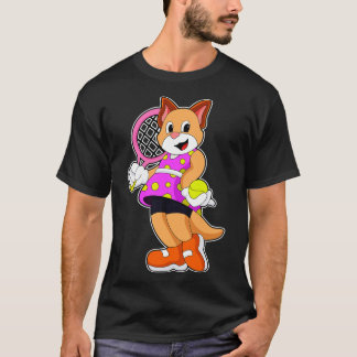 Cat at Tennis with Tennis racket 2 T-Shirt