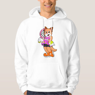 Cat at Tennis with Tennis racket Hoodie