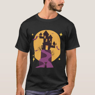 Cat at the End of the Road Haunted Halloween House T-Shirt