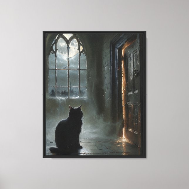 Cat at the Gothic Window Canvas Print (Front)