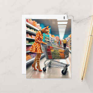 Cat at the Grocery Store Postcard