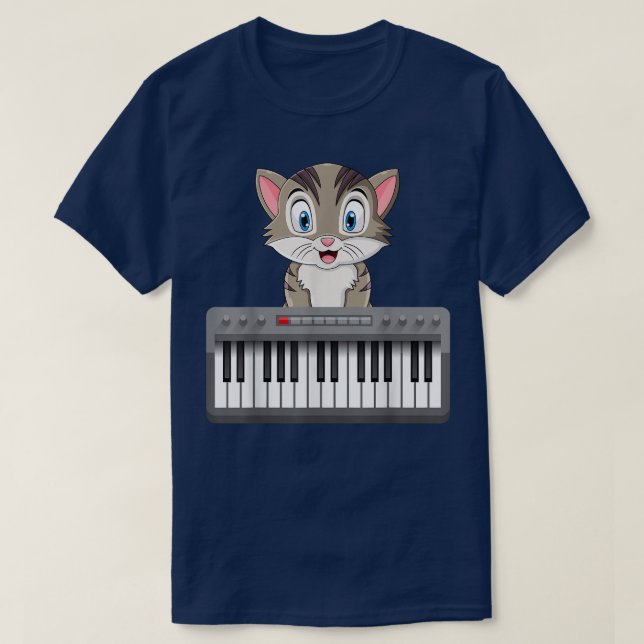 Cat At The Piano  T-Shirt (Design Front)