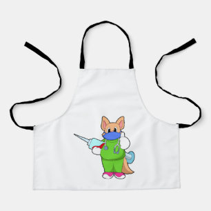 Cat at Vaccination with Syringe Apron
