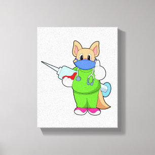 Cat at Vaccination with Syringe Canvas Print