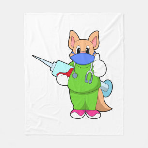 Cat at Vaccination with Syringe Fleece Blanket