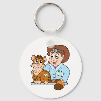 Cat at veterinarian key ring
