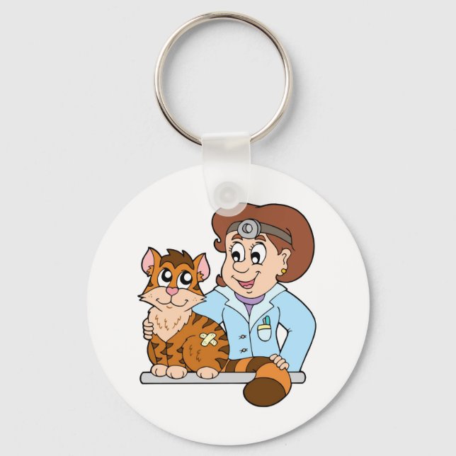 Cat at veterinarian key ring (Front)