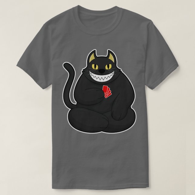 Cat at with cards 1 T-Shirt (Design Front)