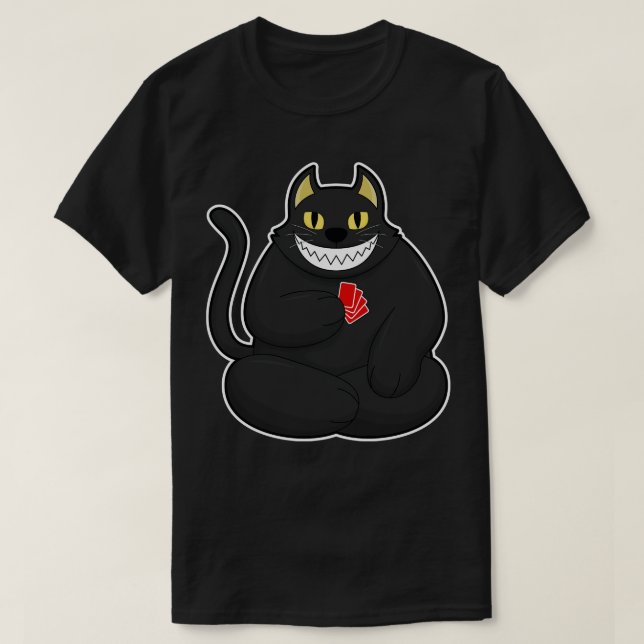 Cat at with cards 2 T-Shirt (Design Front)