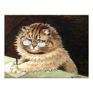 Cat at work with glasses by Louis Wain Photo Print