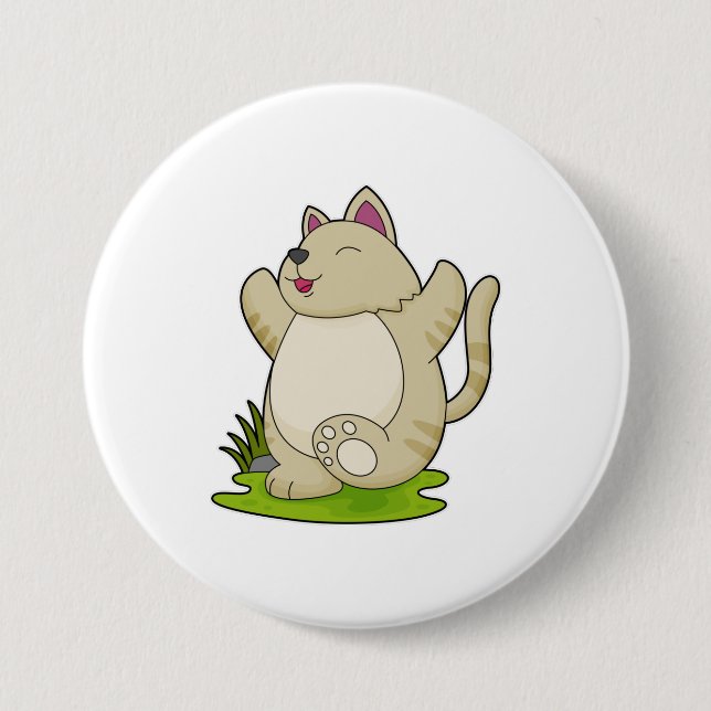 Cat at Yoga 7.5 Cm Round Badge (Front)