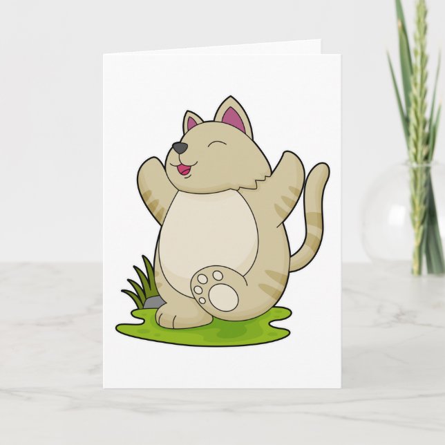 Cat at Yoga Card (Front)