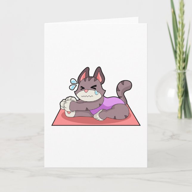 Cat at Yoga Fitness Card (Front)