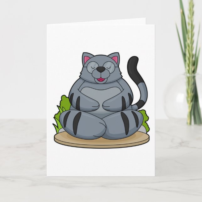 Cat at Yoga Fitness Card (Front)