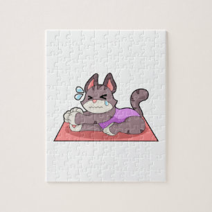Cat at Yoga Fitness Jigsaw Puzzle