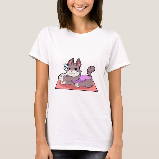 Cat at Yoga Fitness T-Shirt (Front)