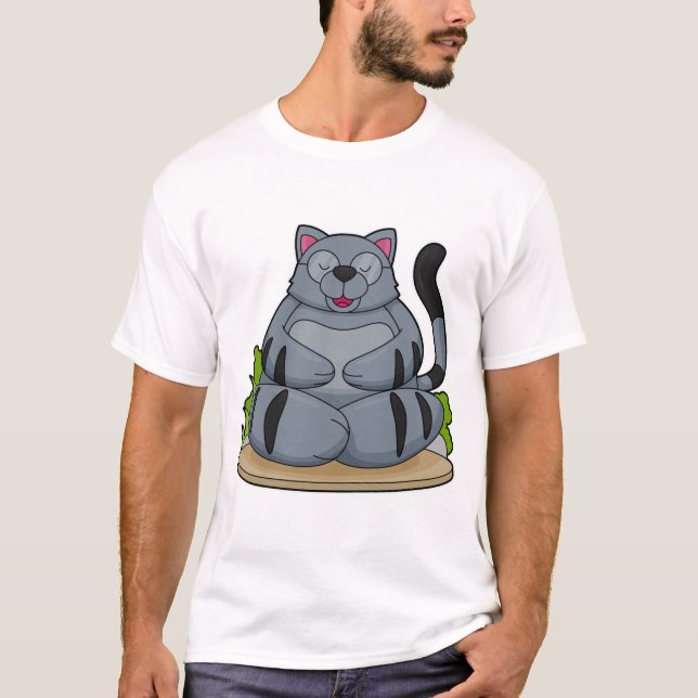 Cat at Yoga Fitness T-Shirt (Front)