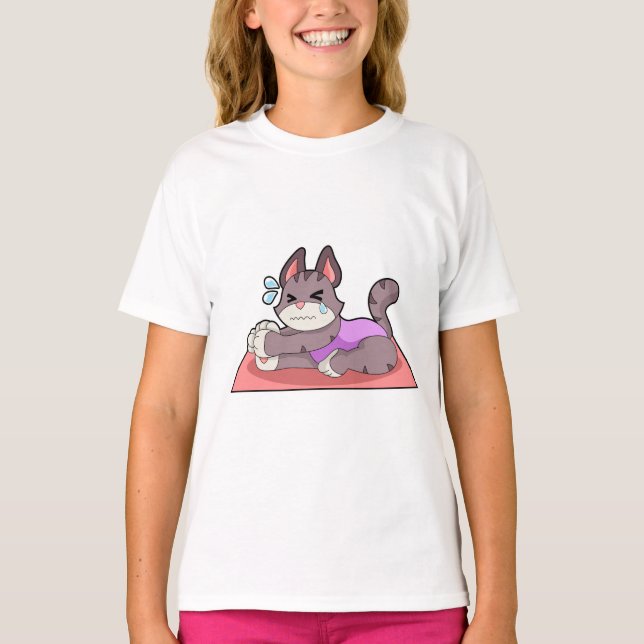 Cat at Yoga Fitness T-Shirt (Front)