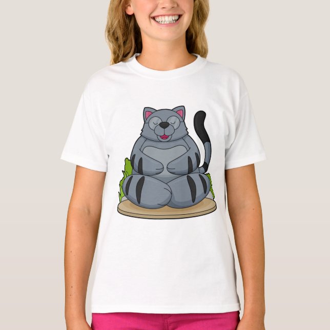 Cat at Yoga Fitness T-Shirt (Front)