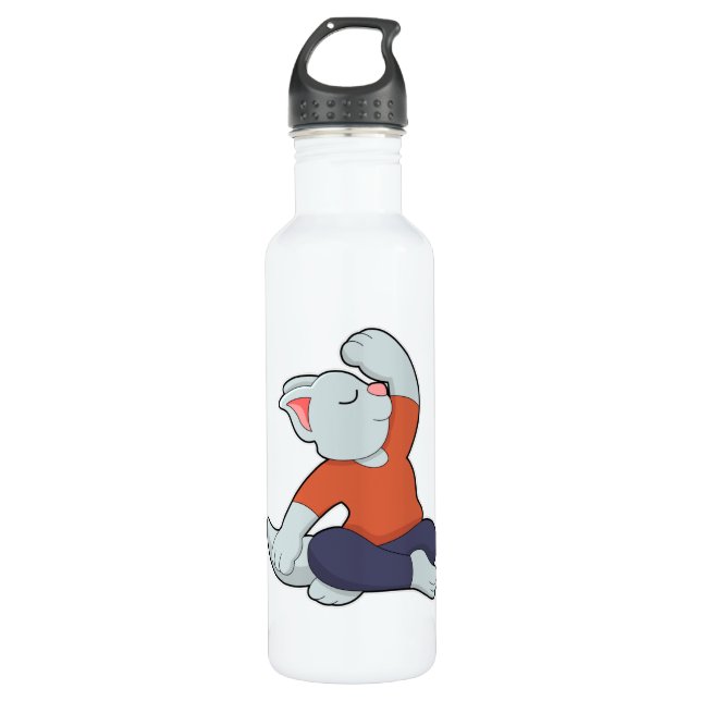 Cat at Yoga in Cross legged 710 Ml Water Bottle (Front)