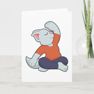 Cat at Yoga in Cross legged Card