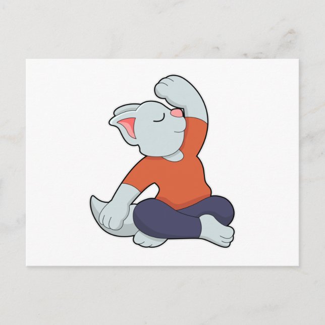 Cat at Yoga in Cross legged Postcard (Front)