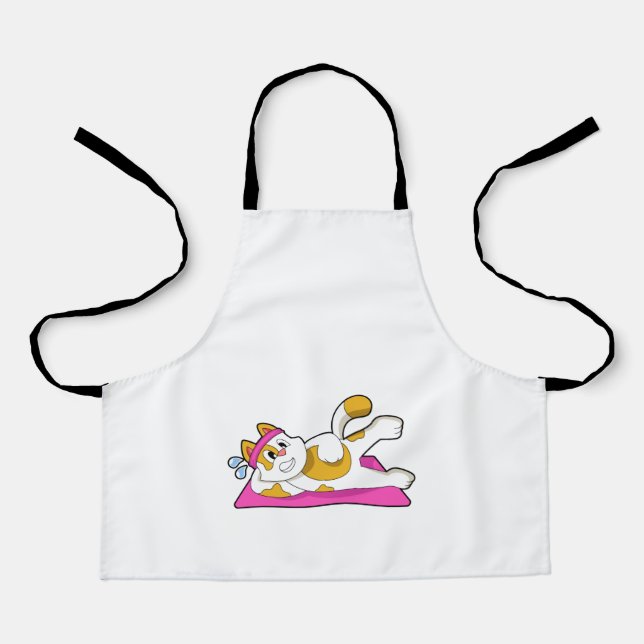 Cat at Yoga Stretching exercise Apron (Front)